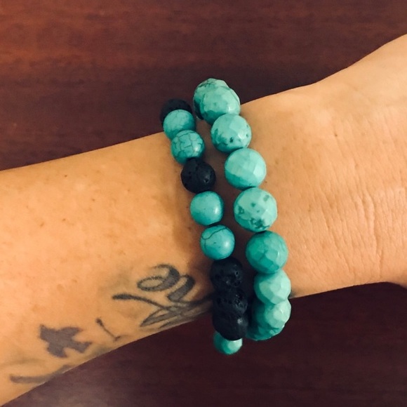 Turquoise Colored Lava Bracelet - Picture 3 of 3